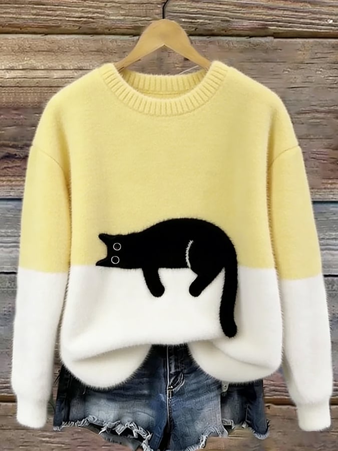 Lenka | Oversized Cat Print Sweater