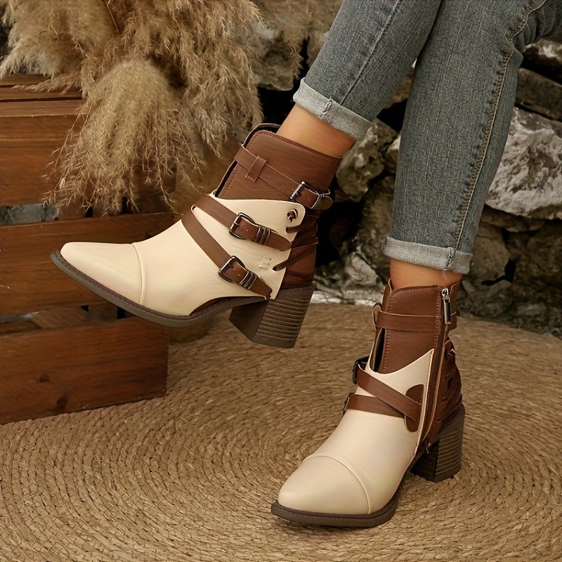 Laura - Wide Western Block Heel Boots