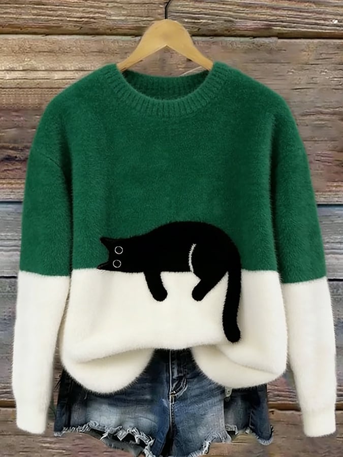 Lenka | Oversized Cat Print Sweater