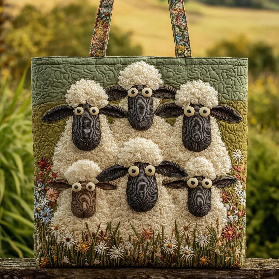 Handbag with five lambs
