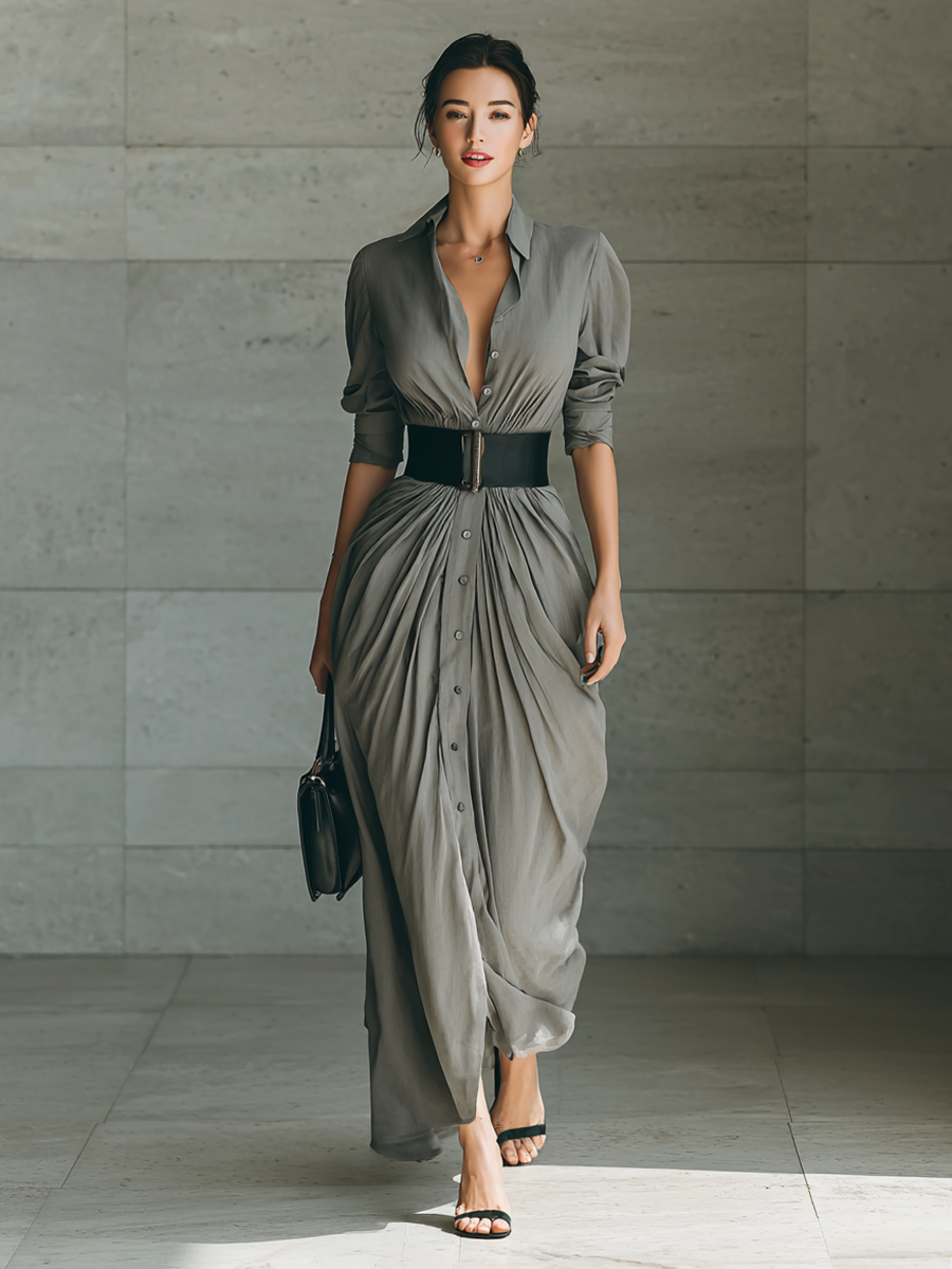 Zéphyrine | Long Pleated Dress