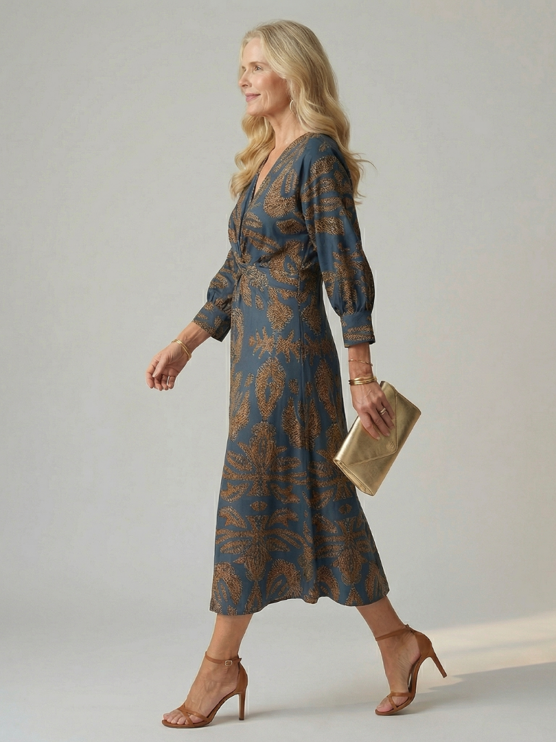 Hold | Natural Wrap Midi Dress