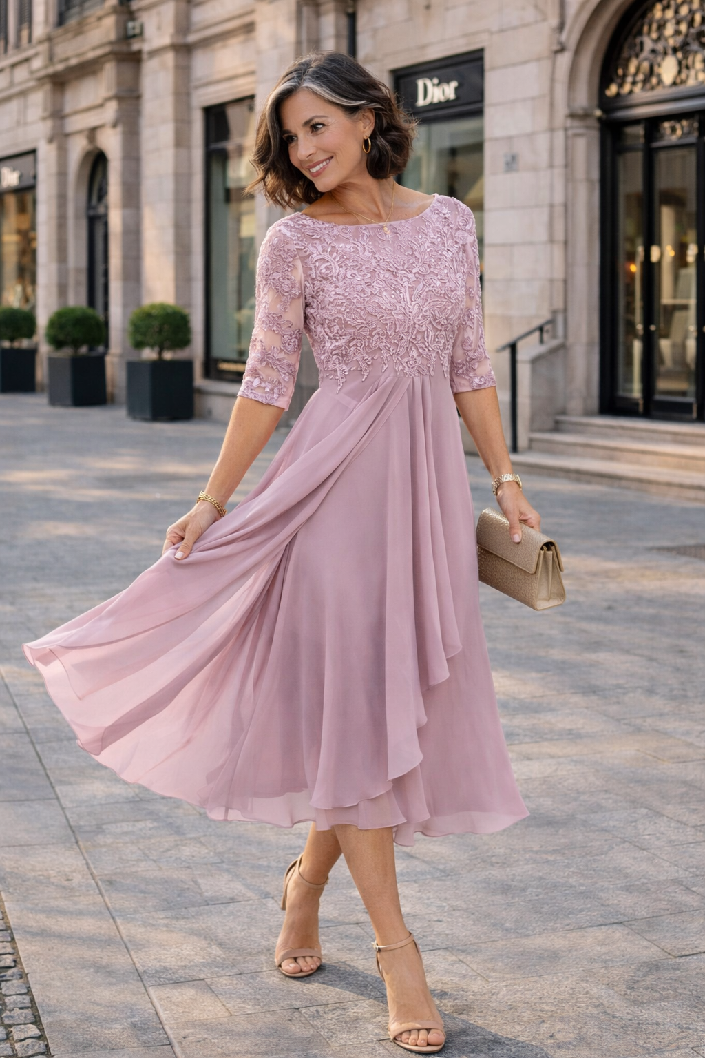 Lea – Elegant Lace Midi Dress