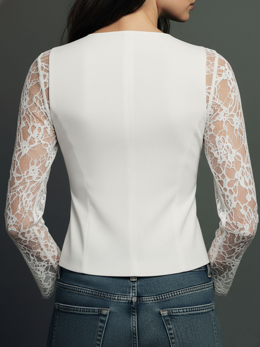 Noémie | High Black Blazer with Semi-Transparent Sleeves