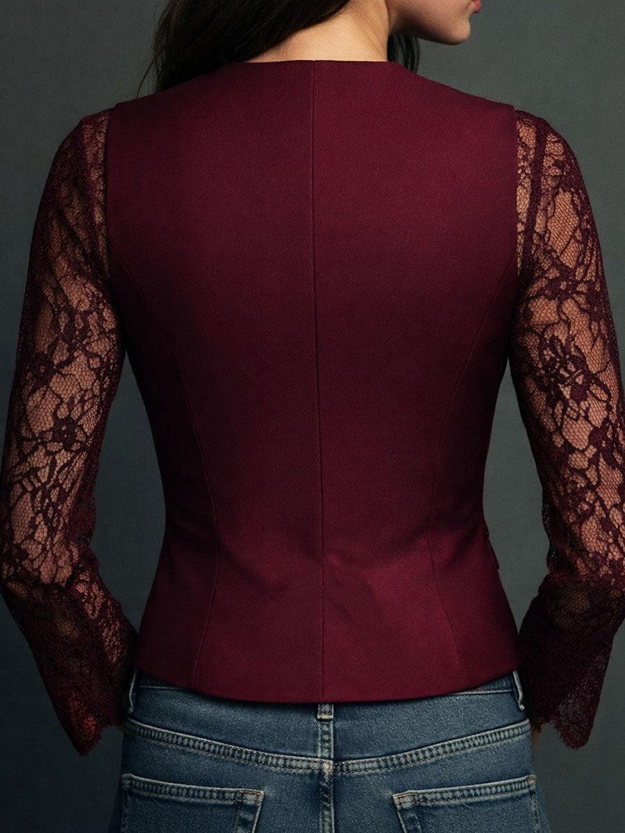 Noémie | High Black Blazer with Semi-Transparent Sleeves