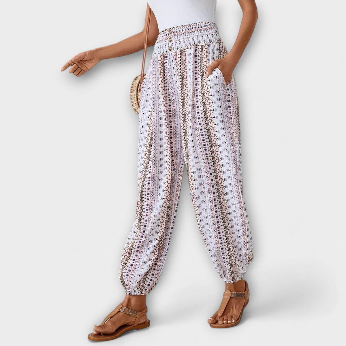 Scarlett - Pants with Ethnic Pattern