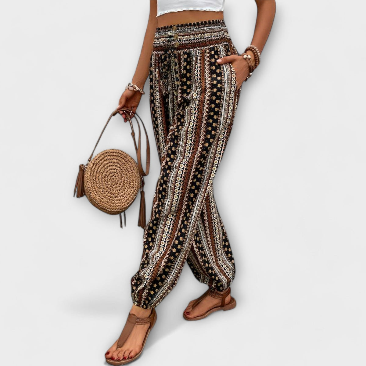 Scarlett - Pants with Ethnic Pattern