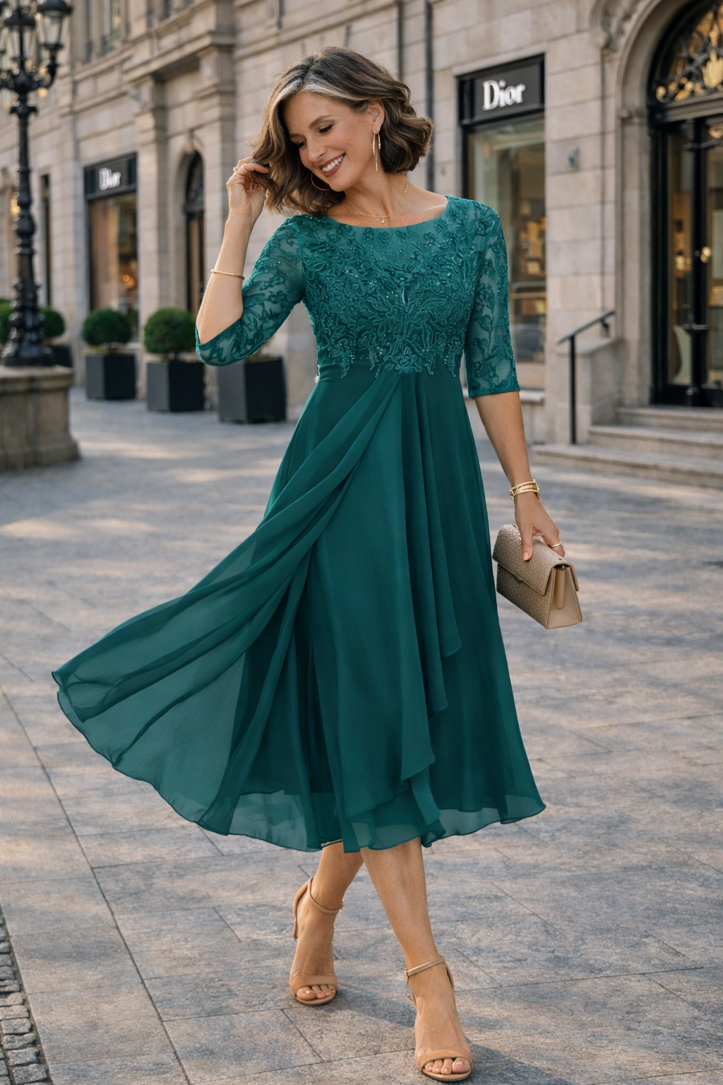 Lea – Elegant Lace Midi Dress