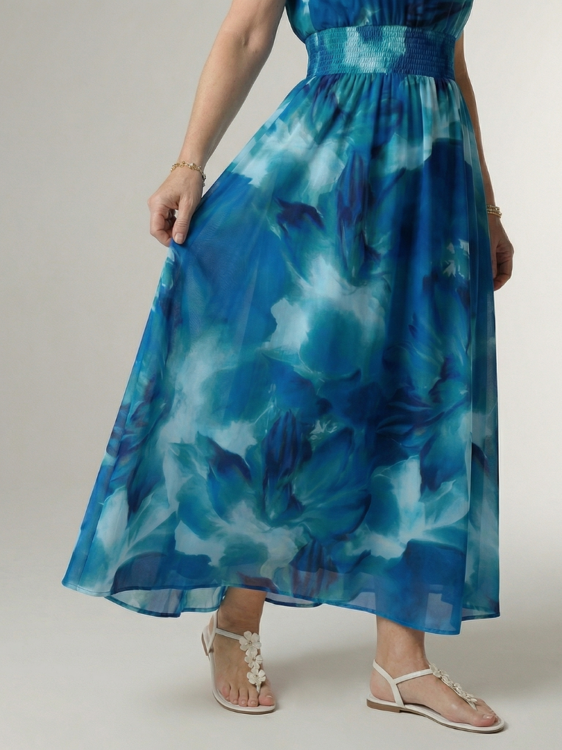 Sylin | Ruffled Short Sleeve Midi Dress