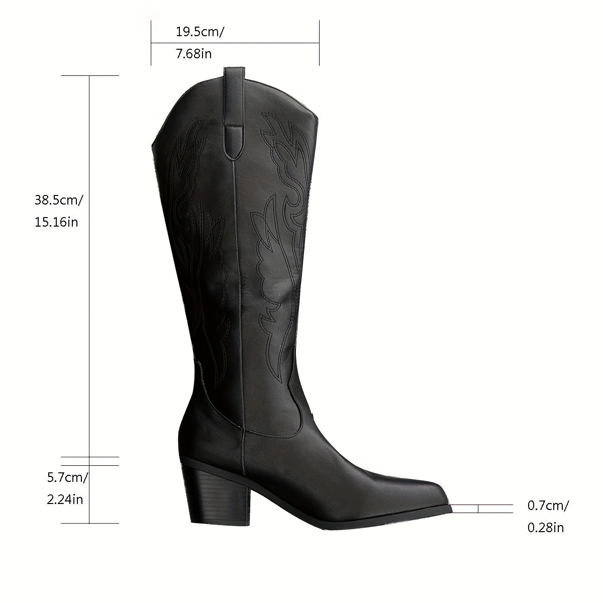 Hellen - Black Knitted Cowboy Boots