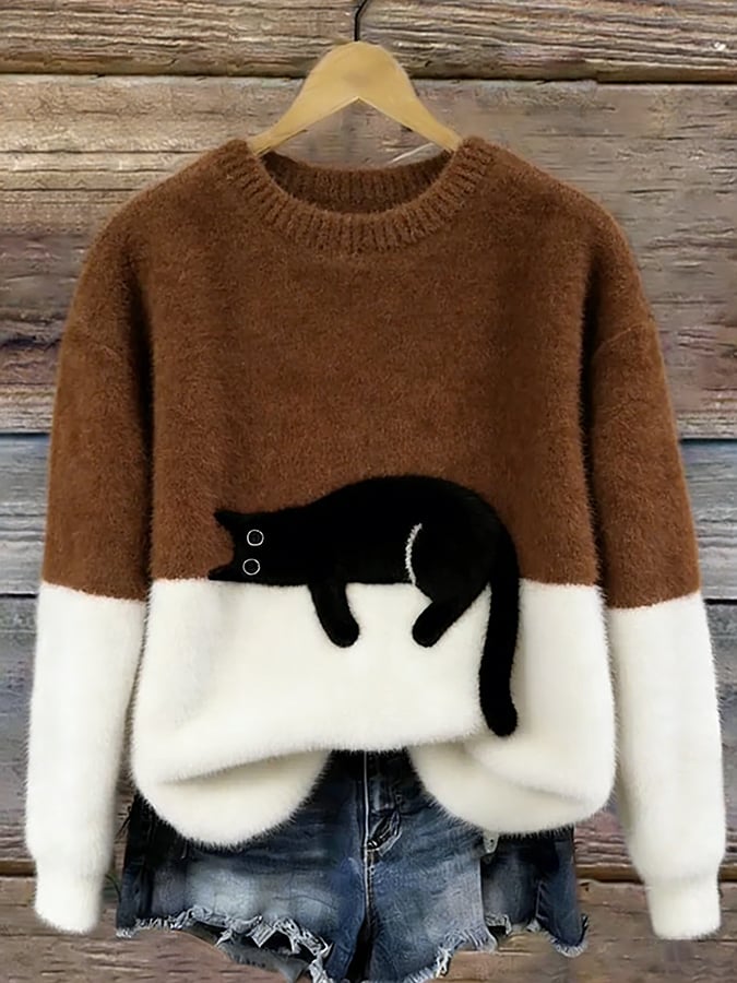 Lenka | Oversized Cat Print Sweater