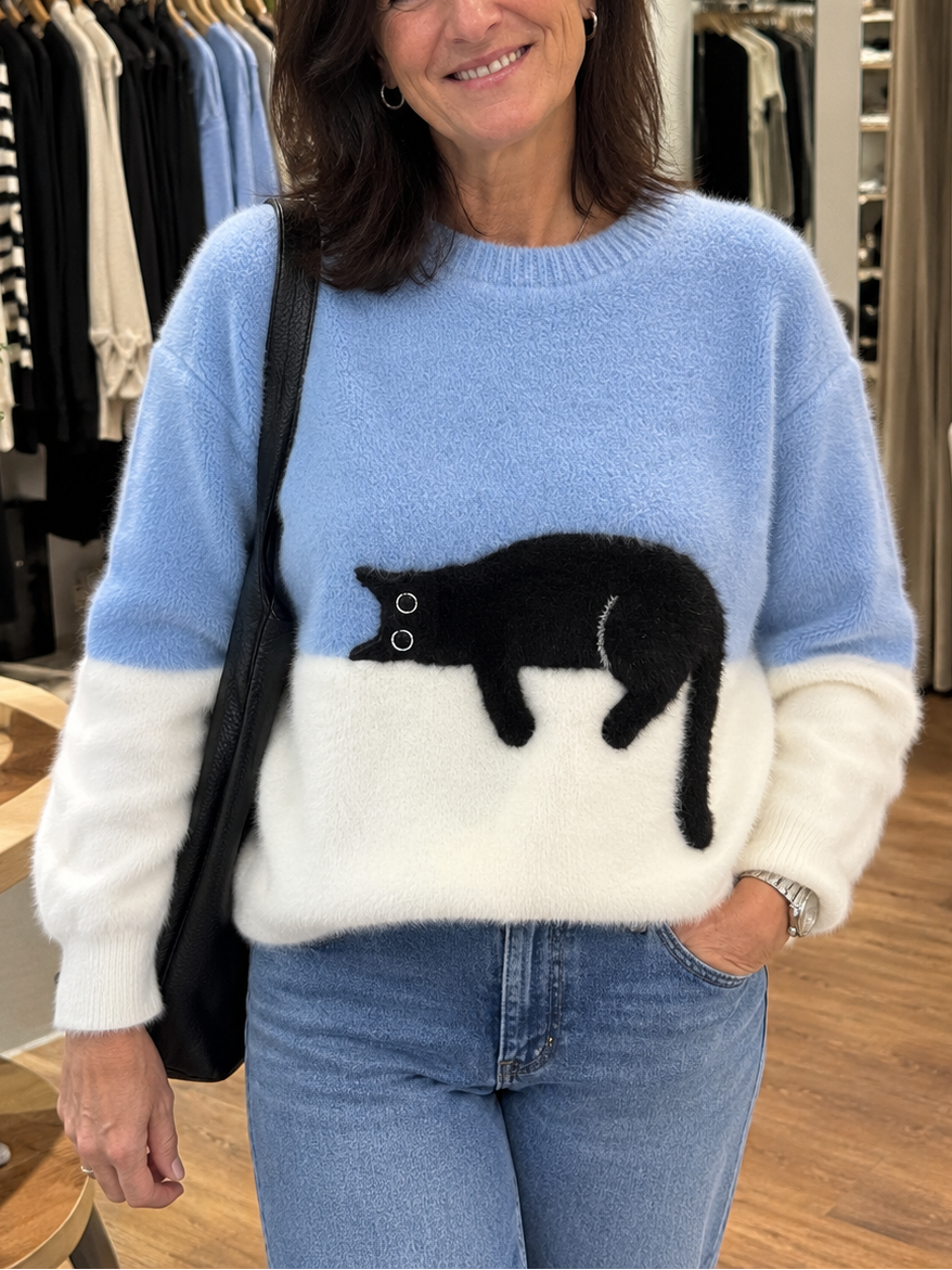 Lenka | Oversized Cat Print Sweater