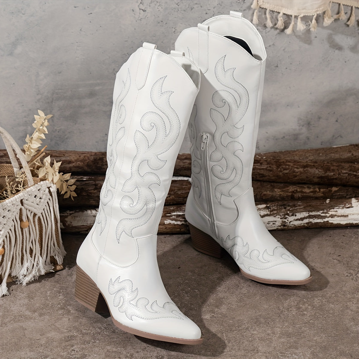Sharina - Retro Cowboy Slip-On Boots