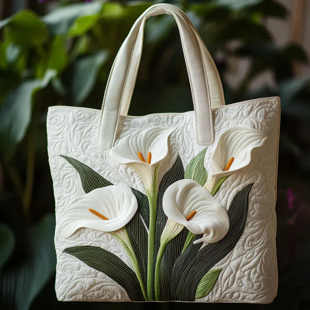 Handmade bag with white lilies
