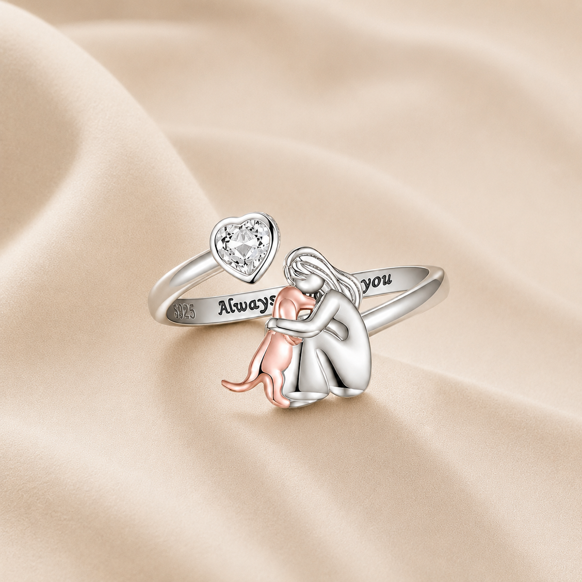 The Eternal Embrace - Adjustable Ring with Engraving