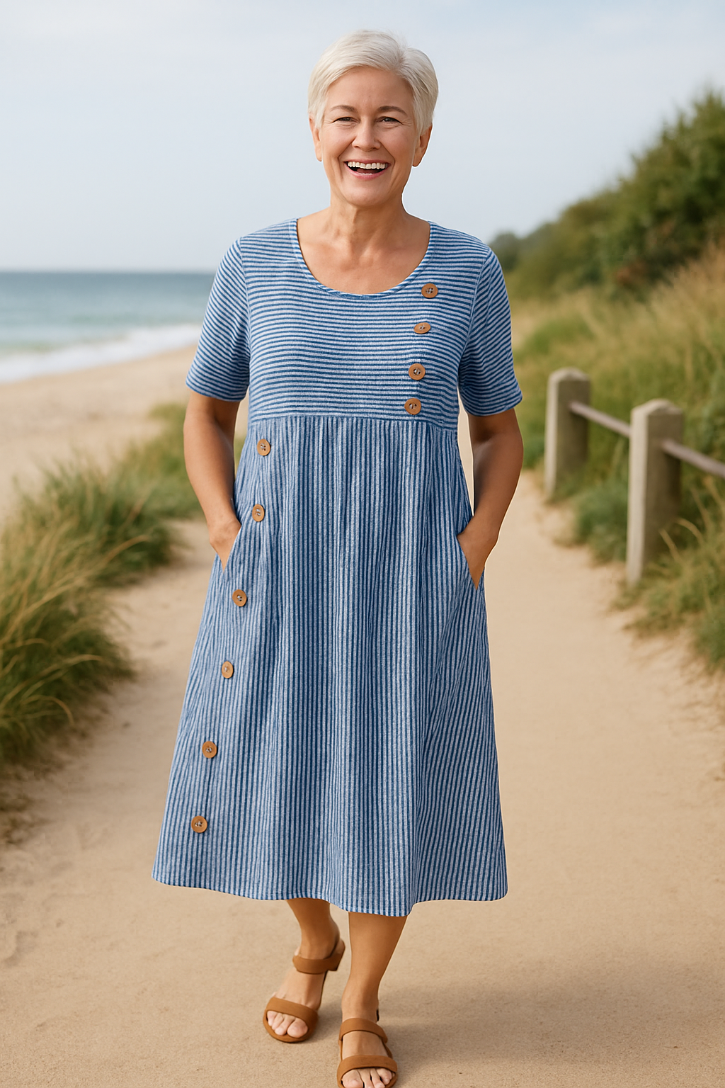 Brienne | Striped Midi Dress – Light Comfort, Everyday Confidence