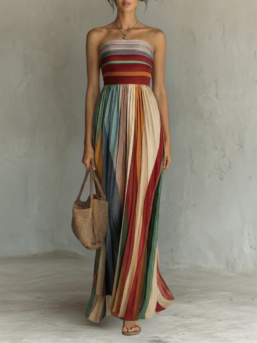 Long Sleeveless Maxi Dress – Colorful and Elegant