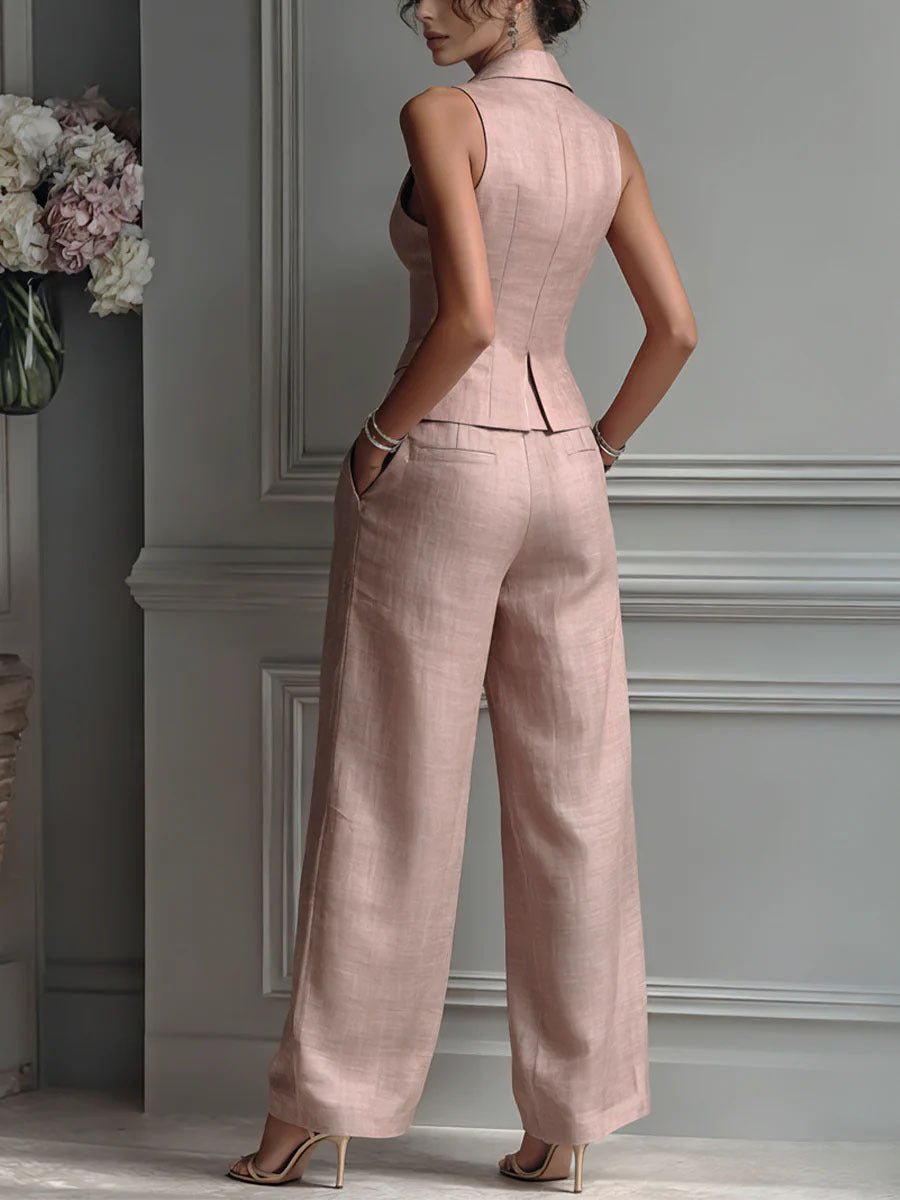Réka | Two-Piece Women's Set with V-Neck and Button Details