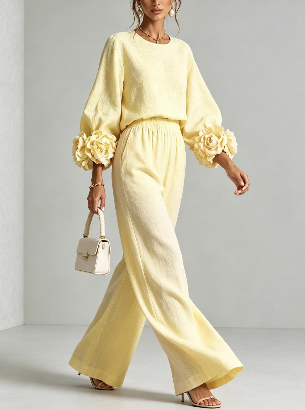 Tereza | Two-Piece Set with Floral Cuffs