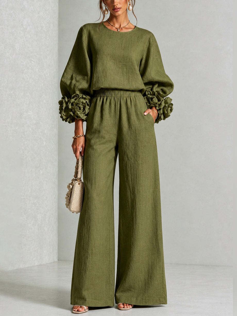 Tereza | Two-Piece Set with Floral Cuffs
