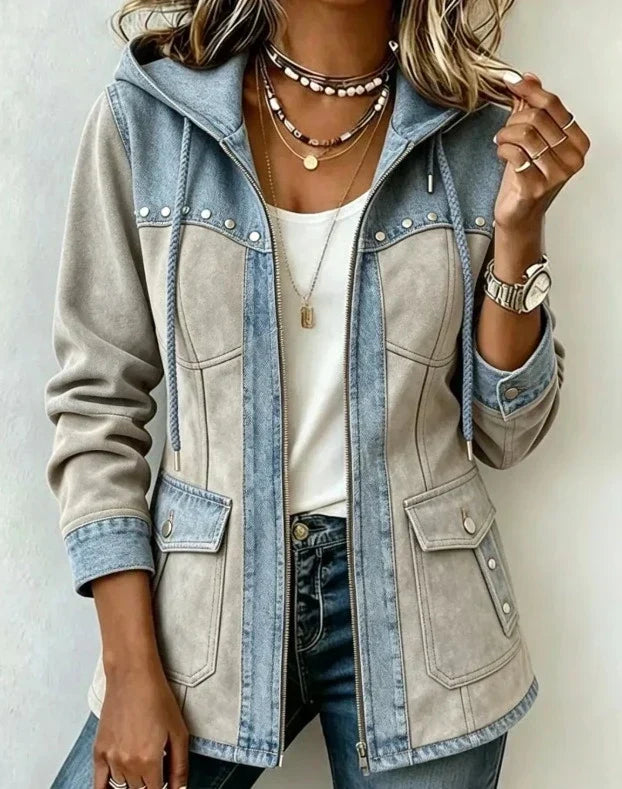 Veronica | Bi-material Hooded Jacket