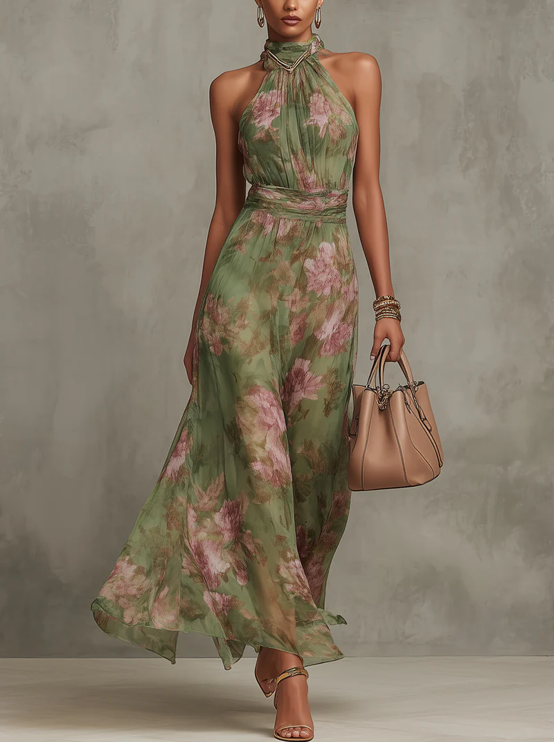 Livia | Maxi dress with floral pattern and spaghetti straps