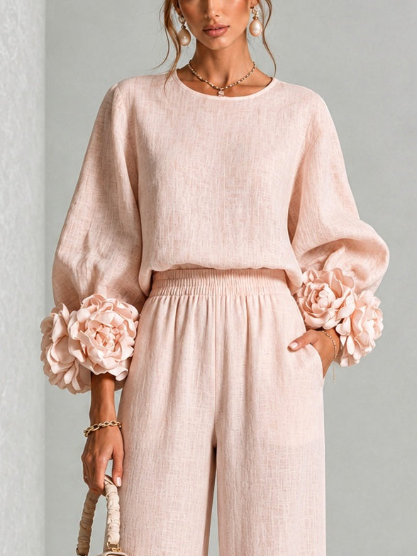 Tereza | Two-Piece Set with Floral Cuffs