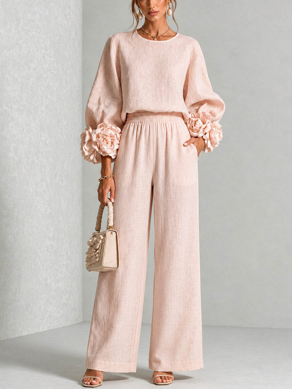 Tereza | Two-Piece Set with Floral Cuffs