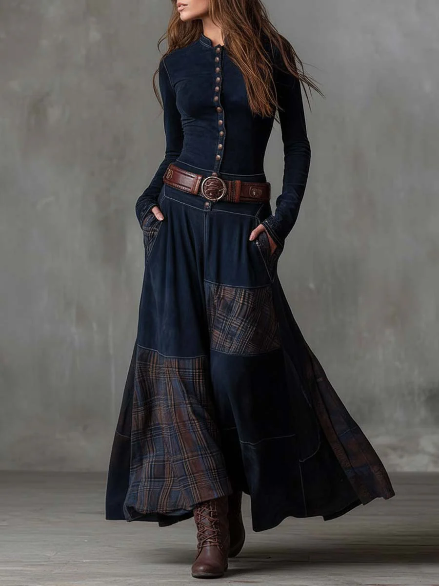 Élise | Maxi Dress in Suede with Belt