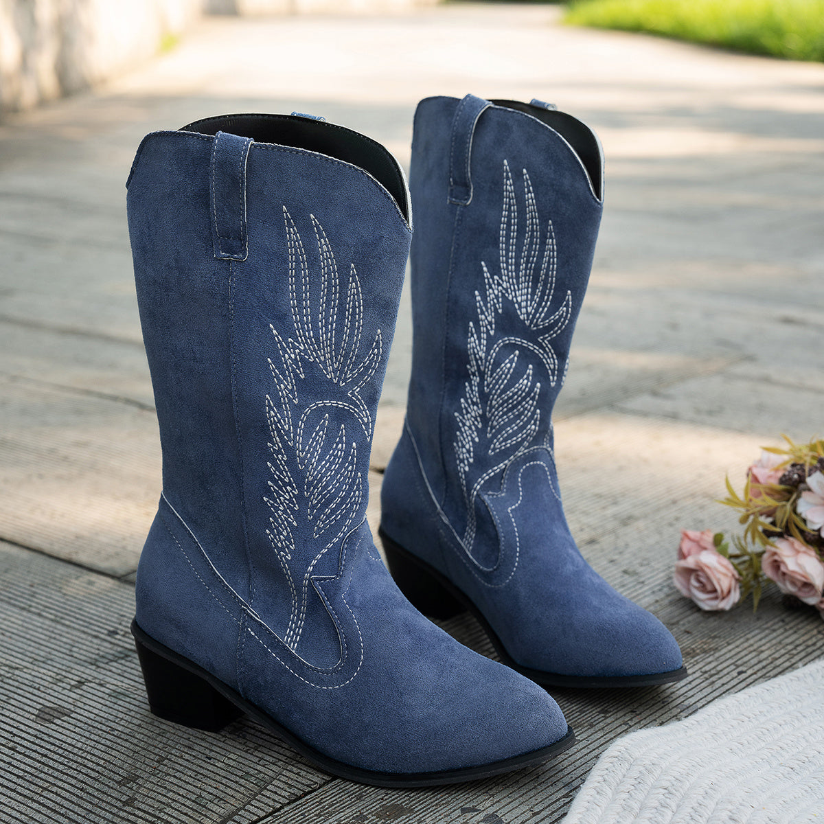 Roxy - Blue Denim Stylish Western Boots