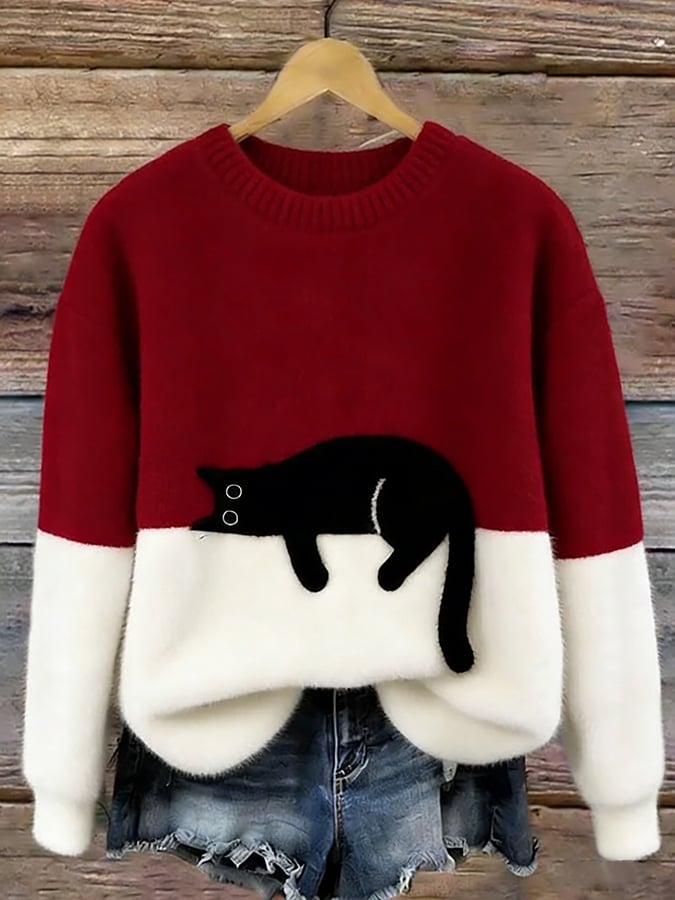 Lenka | Oversized Cat Print Sweater