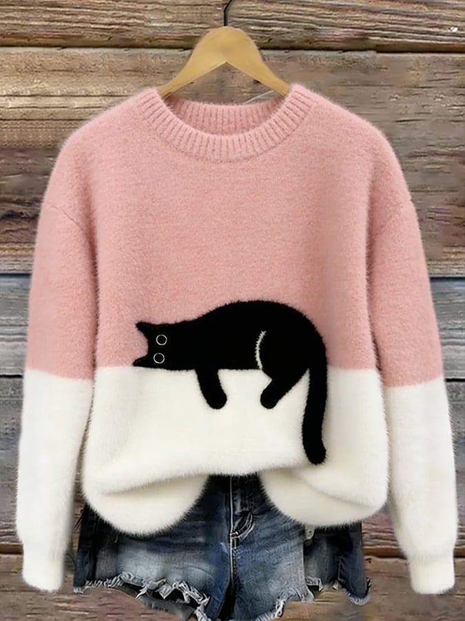 Lenka | Oversized Cat Print Sweater