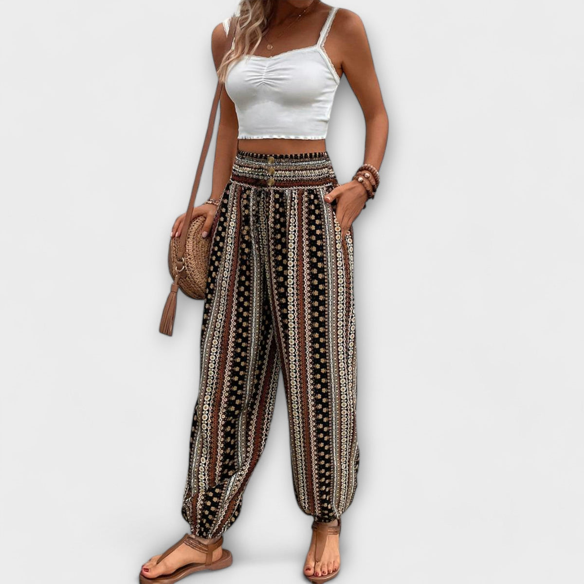 Scarlett - Pants with Ethnic Pattern