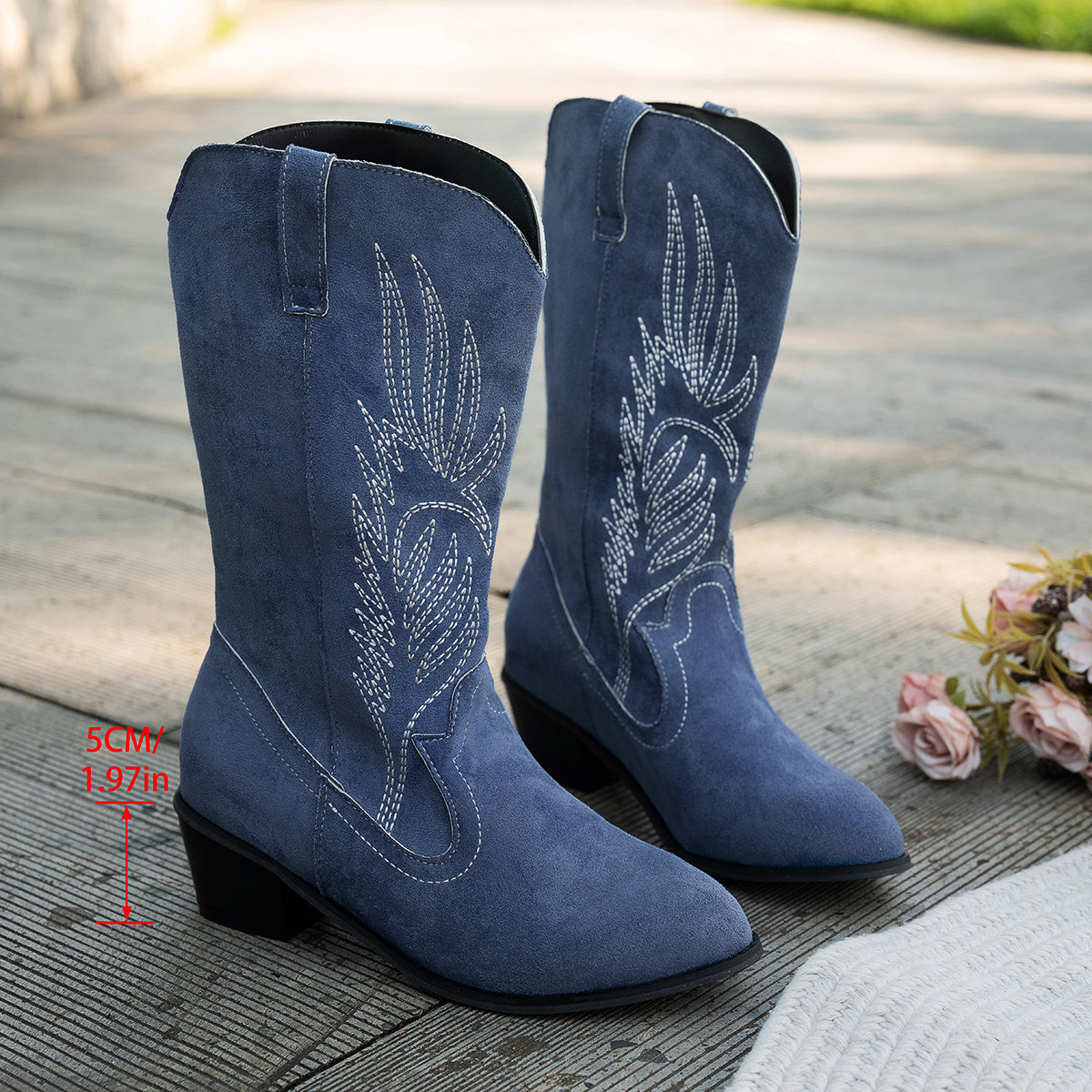 Roxy - Blue Denim Stylish Western Boots