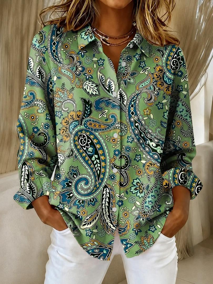Katarina™ | Blouse with Buttons and Paisley Print
