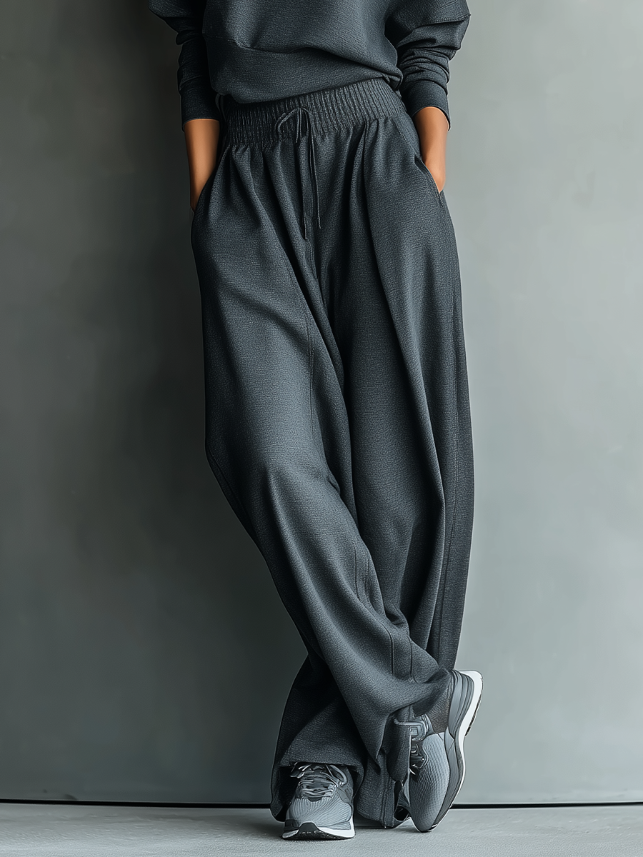 Knitted Set with Wide Pants - Comfortable Home Set