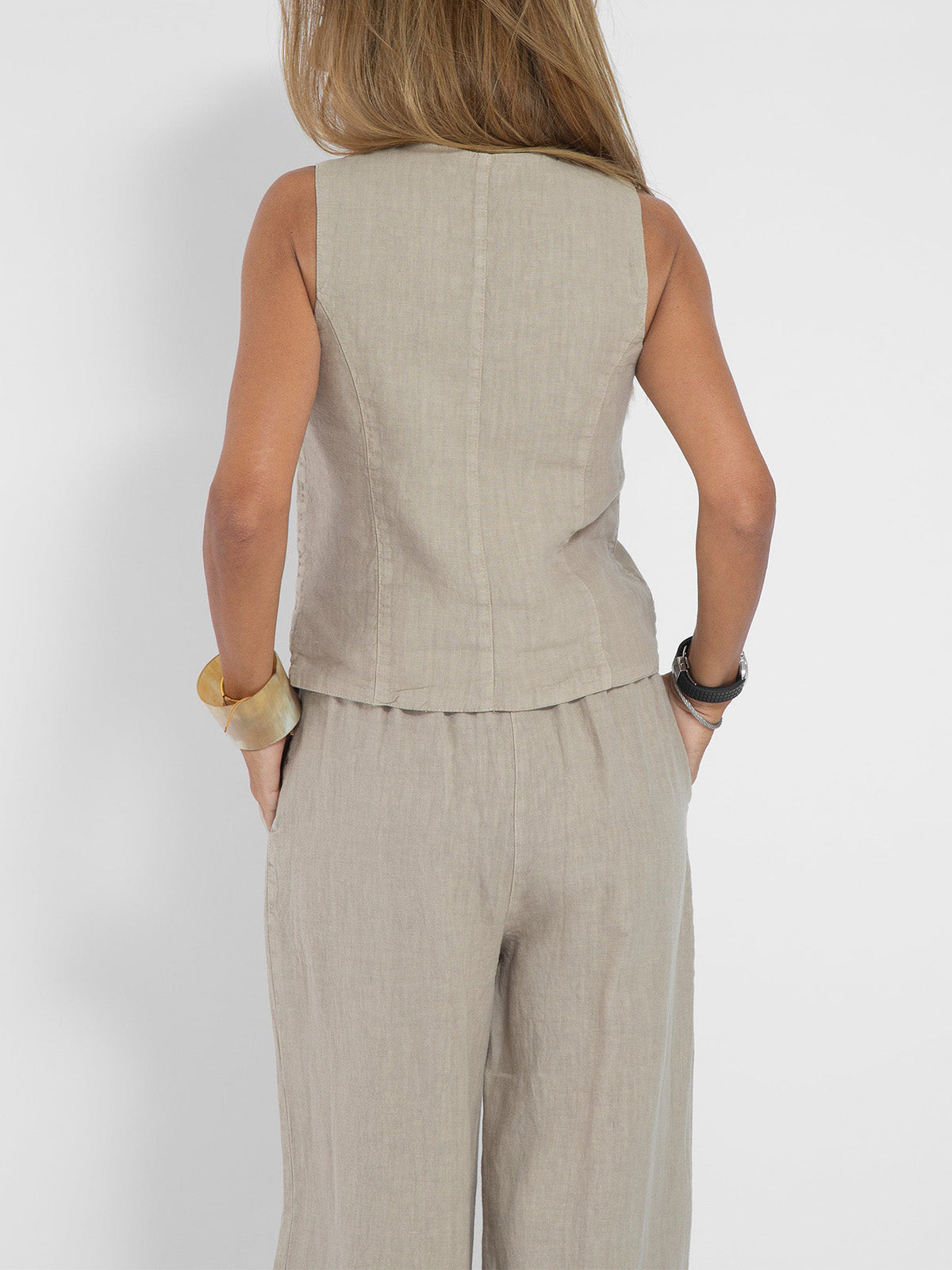 Aira | Set with Button Vest and Wide Pants