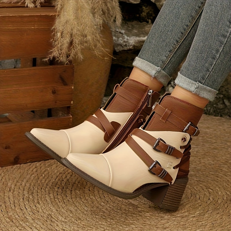 Laura - Wide Western Block Heel Boots