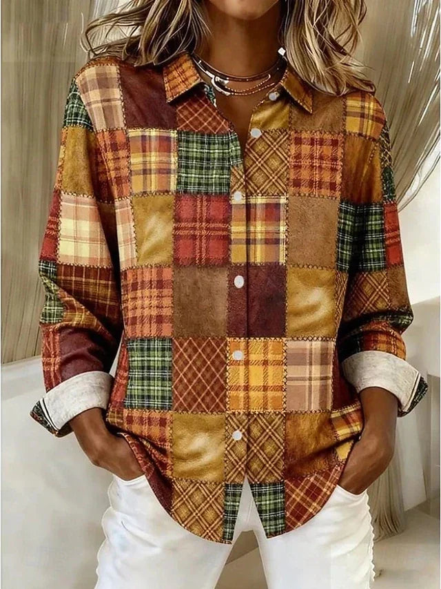 Merritt™ | Vintage Patchwork Blouse with Buttons