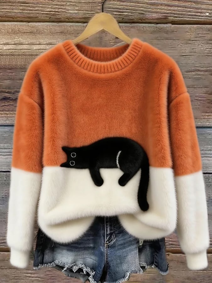Lenka | Oversized Cat Print Sweater