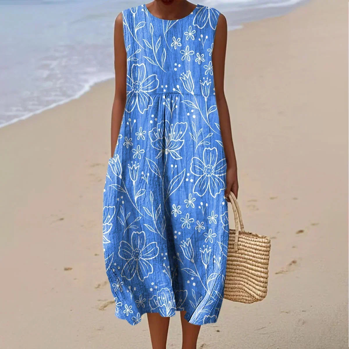 Lusine - Sleeveless Summer Dress with Pockets