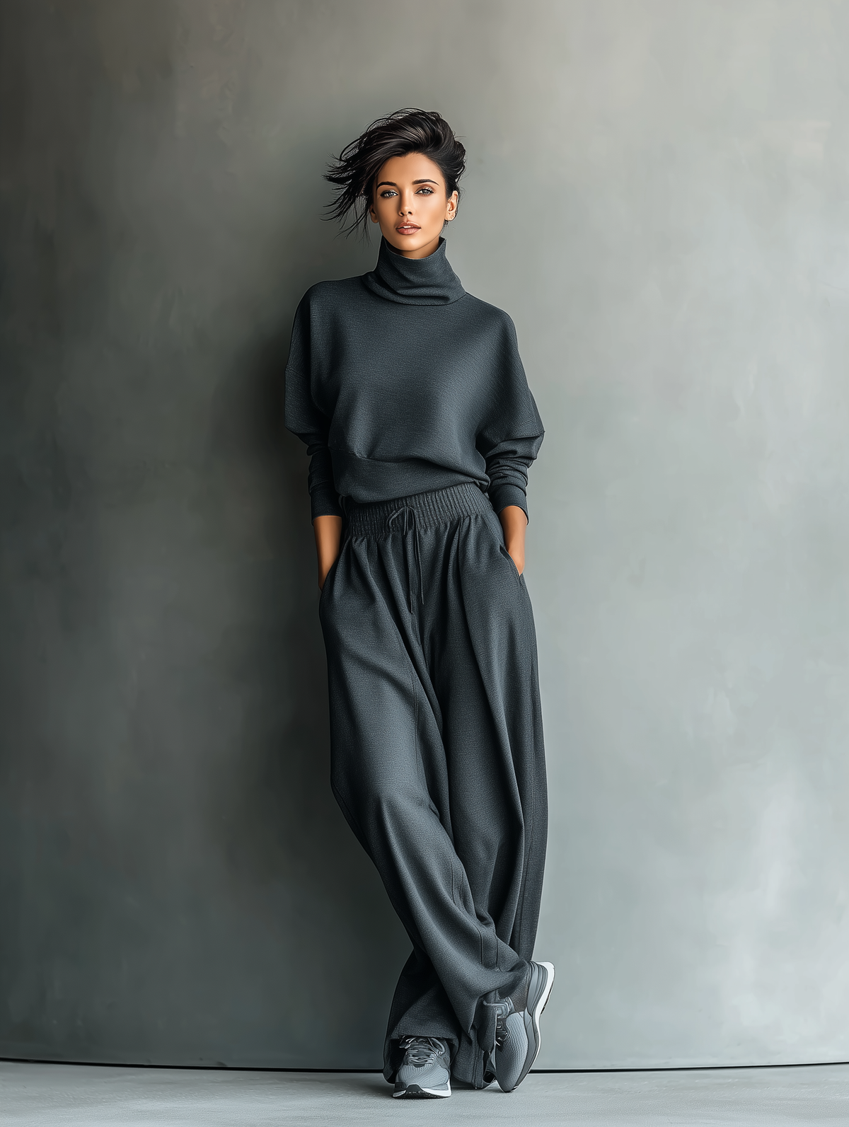Knitted Set with Wide Pants - Comfortable Home Set