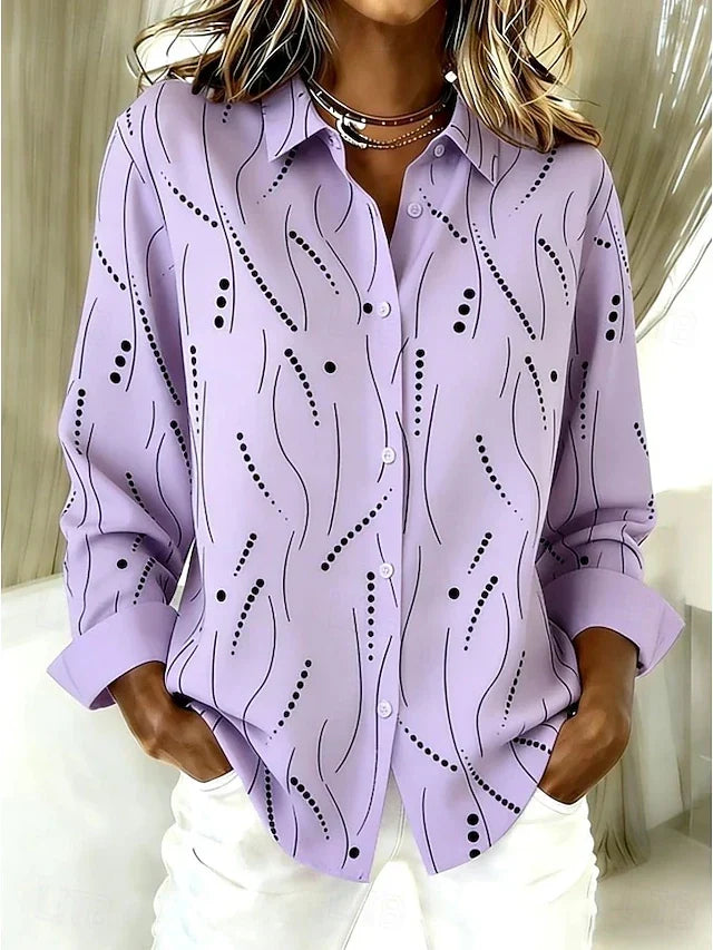 Dawnsley™ | Casual Blouse with Abstract Print and Buttons