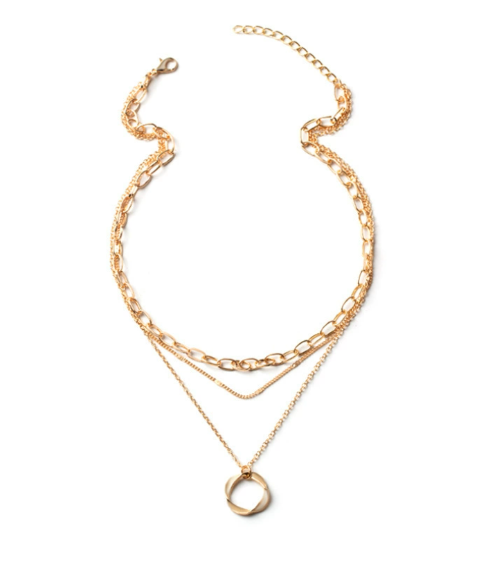 Open Circle Three-Row Necklace | Gold