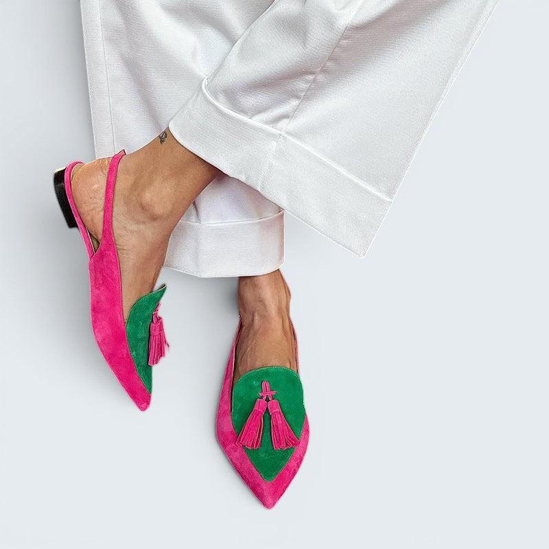 Carmen Rosa | Ballet Flats with Fringes and Ankle Strap