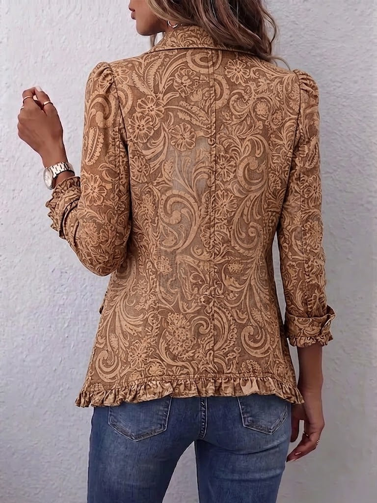 Noemi | Bohemian Vintage Floral Jacket with Ruffles