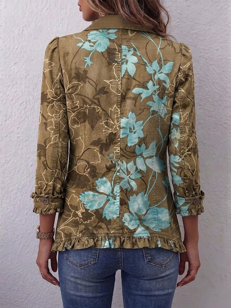 Bianca | Bohemian Vintage Floral Jacket with Ruffles