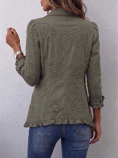Alejandra | Boho-Chic Jacket with Floral Embroidery and Ruffled Details