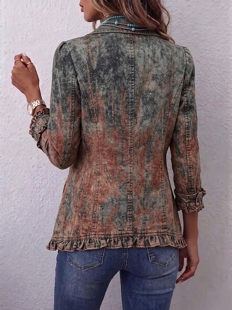 Flavia | Vintage Lightened Textured Jacket with Ruffles