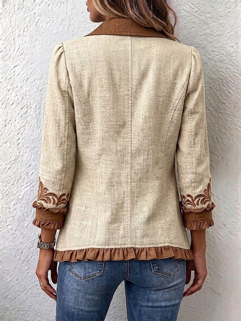 Alejandra | Bohemian Vintage Floral Jacket with Ruffles